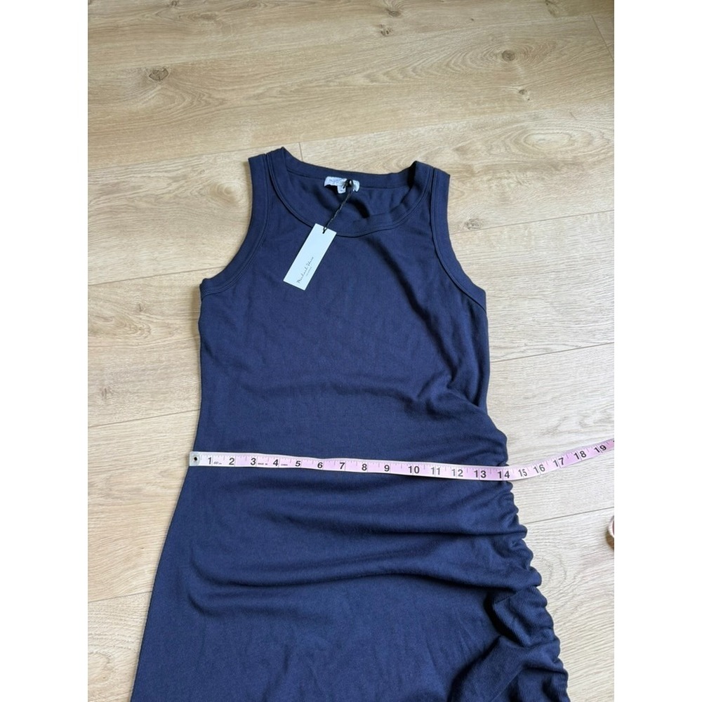 NWT Michael Stars Hope Midi Dress with tie ultra rib Admiral blue high neck 1X - Picture 7 of 10